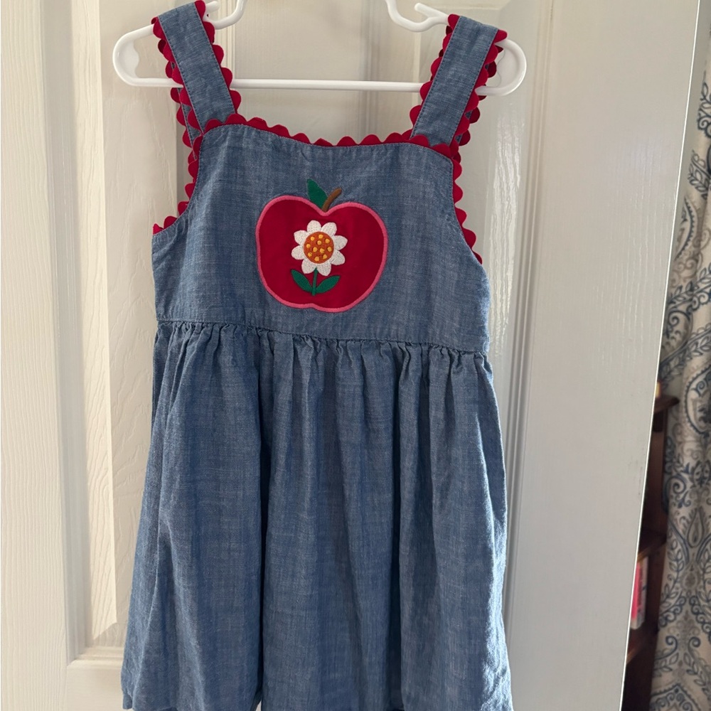 Gymboree Blue Dress with Red Apple Design